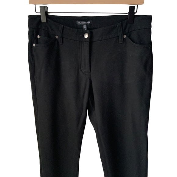 EILEEN FISHER Skinny Ponte Jeans Pants Dark Academia Stretch Black Size 8 - Picture 5 of 12